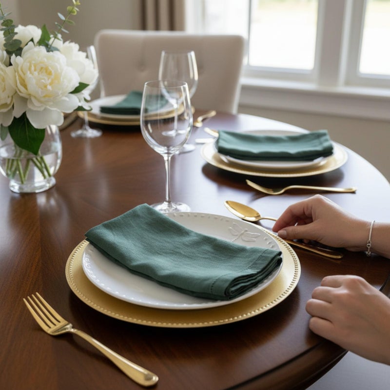 Eight Owls Hemstitched Linen Napkins â€“ 20 Inch x 20 Inch â€“ Stonewashed Pure Linen Cloth Dinner Napkins with Mitered Corners - 100% French Flax â€“ Machine Washable - Set of 4 (Soft Rustic Green) - Image 3